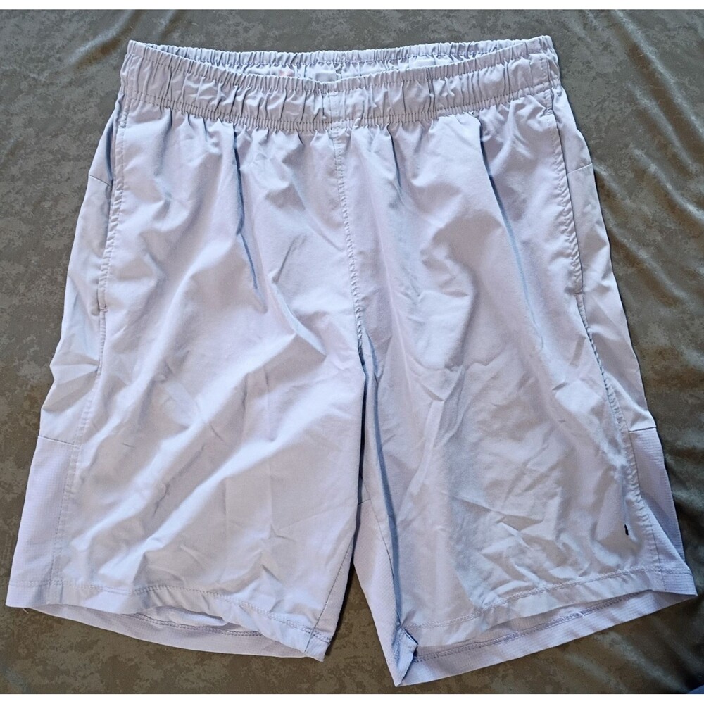 Light Blue Athletic Quick-dry Shorts Polyester Spandex Elastic Waist Men Size M - Picture 1 of 5